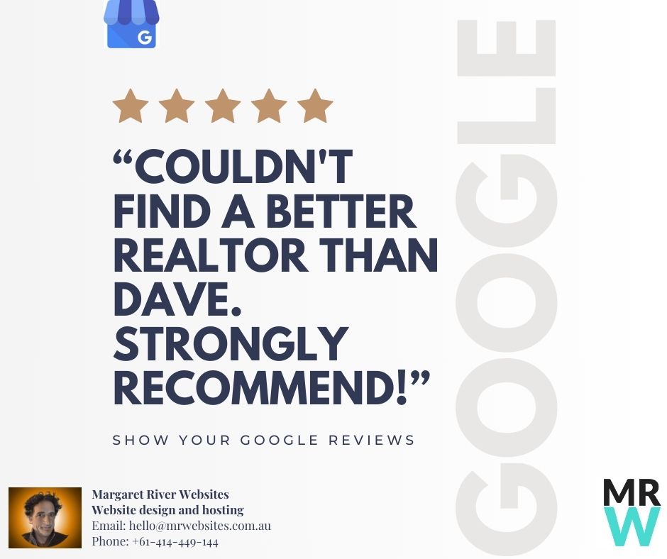 Showcase your Google reviews and more. Picture of an example Google review.