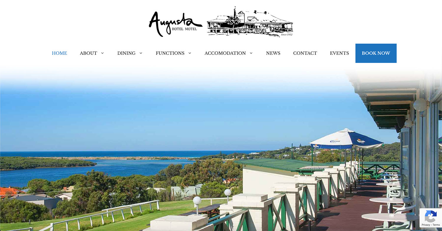 Augusta Hotel website homepage